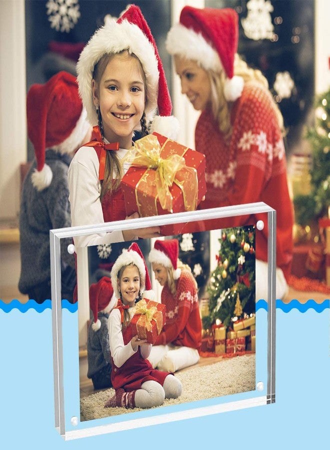 ILYXY 2 Pack Acrylic Frame 6x8, 20% Thicker, 24mm Thick Frameless Clear Picture Frame, Double Sided Magnetic Photo Frame, Free Standing Desktop Display Stand Acrylic Picture Frames - Image 5
